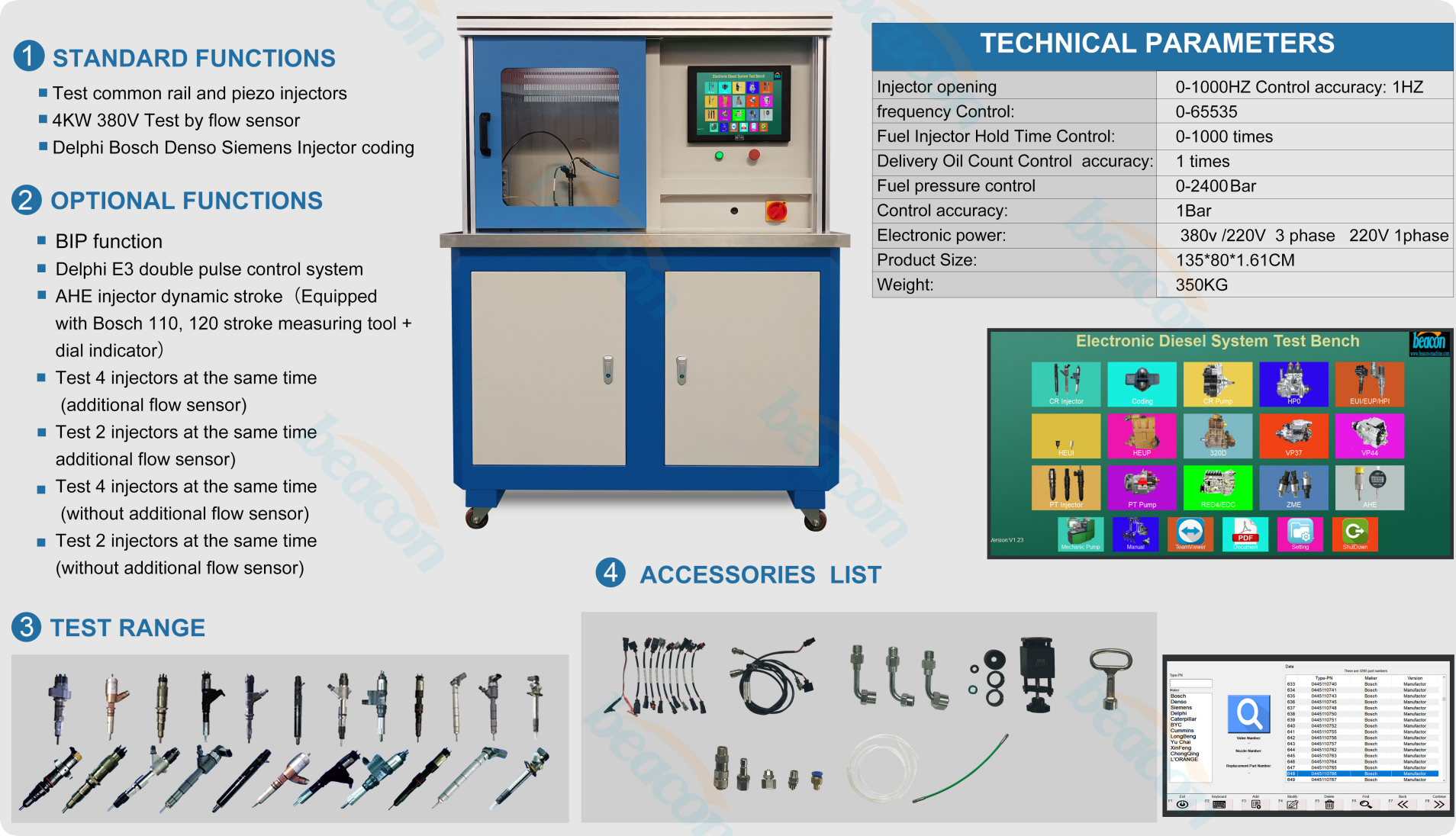 Common Rail diesel Fuel Injector test Bench 