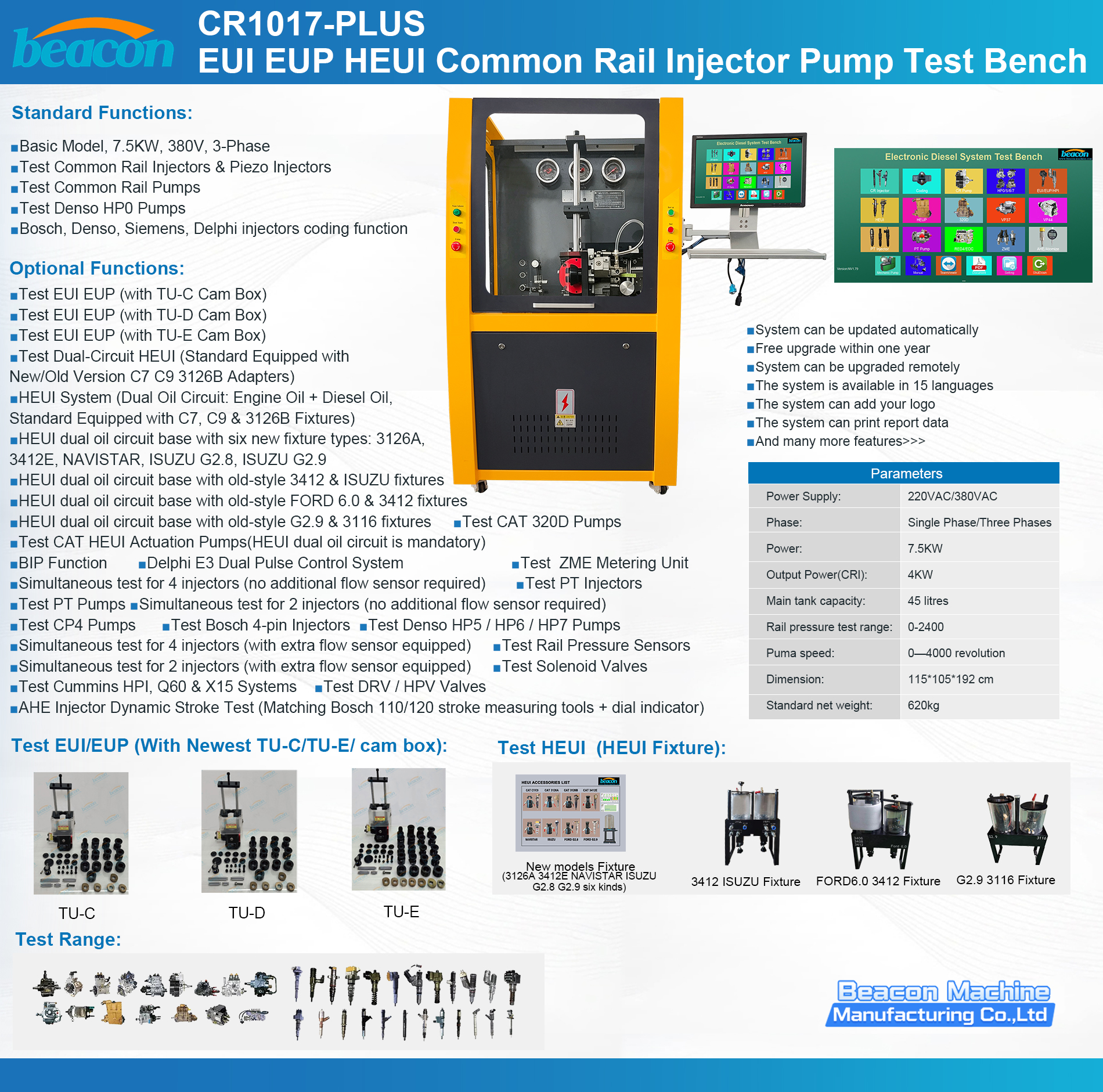 EUI EUP HEUI Common Rail Injector Pump Test Bench 